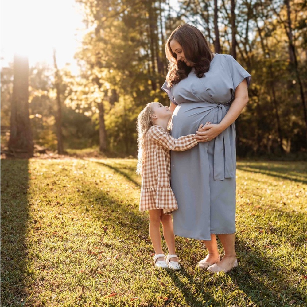 Elegant Blue Maternity Dress